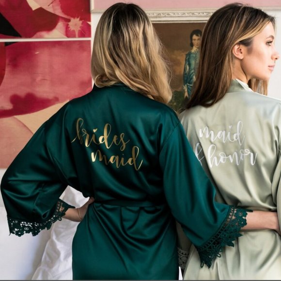 Bridesmaid Robe in Emerald Green - Picture 1 of 5